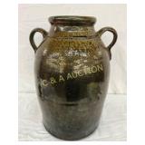 5g. Double-Handled Stoneware Storage Jar