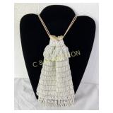 Beaded 5x7 Drawstring Pouch with Fringe Detailing