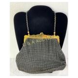 Whiting & Davis Gold-Tone Mesh Evening Bag, 9x7 In