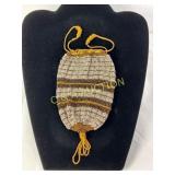 Beaded Drawstring Bag with Striped Design, 4x6 Inc