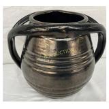 Mirror Black Pottery Vase with Spider Handle Desig