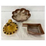 3 Ceramic Pieces: Frankoma Clover Dish, Frankoma O