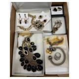 Costume Jewelry Lot with Necklaces, Earrings, and