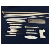 Antique Bone & French Ivory Sewing Tools 25 pc Lot