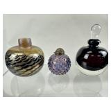 3 Handblown Art Glass Bottles & Vase
