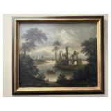 Oil on Canvas Landscape Welsh River Wales Castle