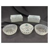 5 Anchor Hocking Moonstone Glass TrinketDish/Boxes