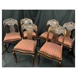 Set of 6 Antique Carved Back Walnut Dining Chairs
