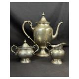 Gorham Sterling Silver Puritan Coffee Tea Set 3 pc
