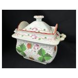 English Pearlware Sugar Bowl 'Strawberry Pattern'