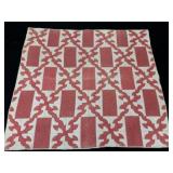 Hand-Embroidered USA Cotton Quilt c1890s Antique