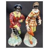 2 Harlequin Porcelain Figures Chelsea House Italy