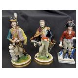3 Volkstedt Porcelain Napoleon Military Figures
