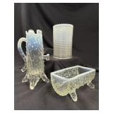 3 EAPG Opalescent Pump & Trough +Rare Celery Vase