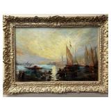 Felix Ziem Signed Oil on Canvas Venetian Seascape