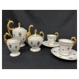 Rare Limoges Porcelain Coffee Set Fleur-De-Lis 7pc