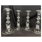 4 Signed Steuben Clear Crystal Candlestick Holders