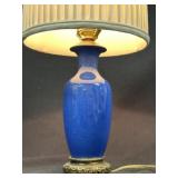 Chinese Monochrome Blue Ceramic Vase Table Lamp
