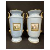 Pr. of French Porcelain Vases w/Handpainted Scenes