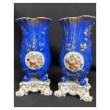 Jacob Petit-Style Hand Painted Porcelain Vase Pair