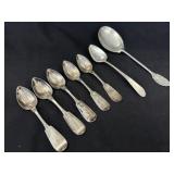 7pc Coin Silver Flatware Assorted Spoons 6.07 troy