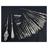 Silver Button Hooks, Folding Hooks & Curling Tools