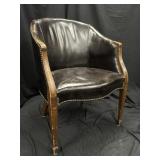 English Barrel  Back Club Chair Dark Br. Leather