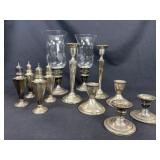 12pc Assort. Sterling CandleHolders & S/P Shakers