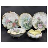 5 Limoges Handpainted Porcelain Plates & Dishes