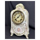 Ansonia-Style Handpainted Porcelain Mantel Clock