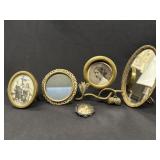 5 Small Brass Miniature Picture Frames & Mirrors
