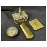 4 Small Victorian Accessories/ Boxes-Compacts-Ligh