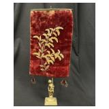 Gilt Cupid Figural Fireside Screen Goldwork Velvet