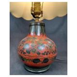 Chinese Handpainted Red & Bl. Gourd Vase TableLamp