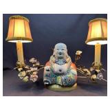 Famille Rose Porcelain Buddha 2-Bulb Accent Lamp#1