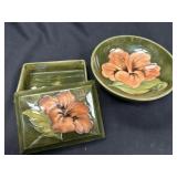 2 Moorcroft Pottery Hibiscus Floral Pattern Sets