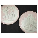 2 Bisque Relief Plaques Classical Scene