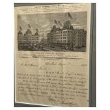 Grand Union Hotel, NYC 1879 Framed Correspondence