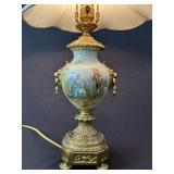 French Brass & Porcelain Urn Lamp 1 of 2