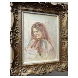 Edna Hibel 'Swiss Woman' Lithograph & Oil on Board