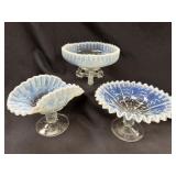 3 Dugan EAPG Ruffle Edge Glass Epergne Tower