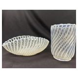 A. J. Beatty & Sons Rib & Swirl Glass Bowl & Vase