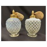 Fenton Milk Glass Pair DeVilbiss Perfume Atomizers
