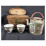 Famille Rose Medallion Porcelain Traveling Tea Set