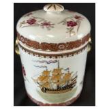 Chinese Porcelain Tobacco Humidor Jar w/Ship c1880