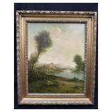 C. Patin Mid-20thC.Riverside Landscape Oil Canvas