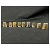 Antique Gold Plated & Brass Metal Thimbles 9 pcs