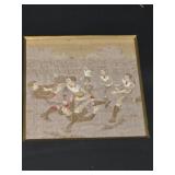 Rugby Game Framed Needlepoint Tapestry Panel