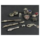 Sterling Sewing Tools & Figural Pin Cushions 10pcs