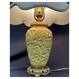 Stangl Yellow Pottery Lovebirds Relief Table Lamp